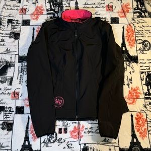 HARLEY DAVIDSON BLACK/PINK FITTED JACKET SZ L